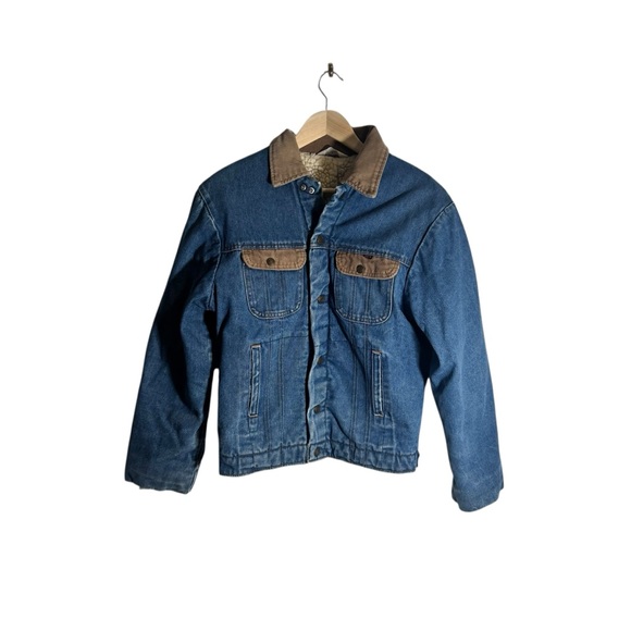 Key Imperial Other - Vintage Key Imperial Denim Sherpa Lined Trucker Jacket Corduroy Size USA 80s